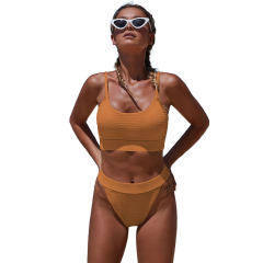 Black Solid Color Padded Bathing Suit Sexy Bikini for Women PQ411743A