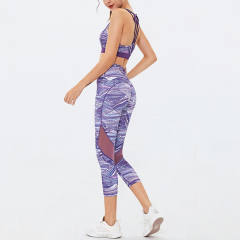 Digital Print Bubble Butt Yoga Outfits Women Fitness Bras with Running Leggings PQGS30026