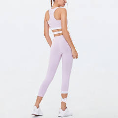 Blue Fitness Bras with Sport Leggings Women Bubble Butt Yoga Outfits PQGS30030B
