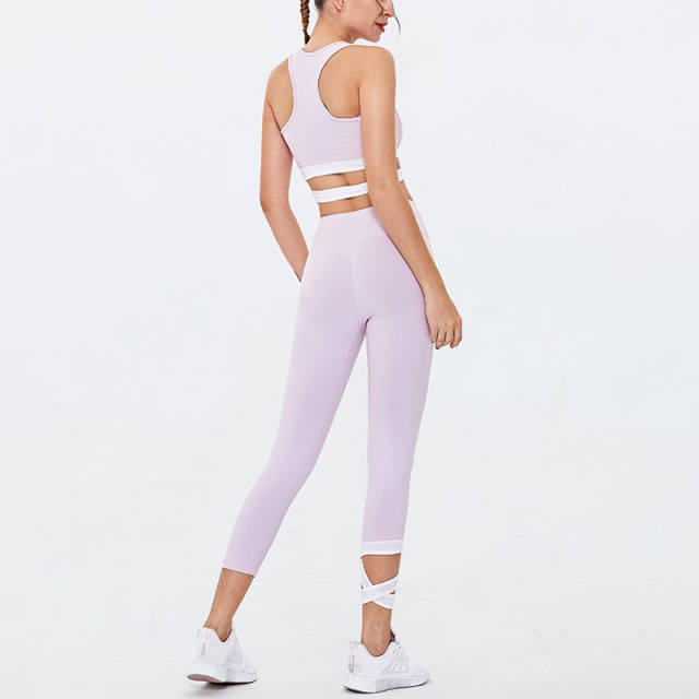 Blue Fitness Bras with Sport Leggings Women Bubble Butt Yoga Outfits PQGS30030B