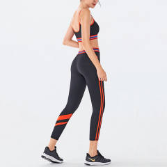 Black Fitness Vest with Sport Leggings Women Bubble Butt Yoga Outfits PQGS30054A