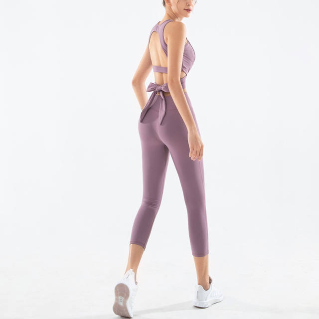 Red Fitness Vest with Sport Leggings Women Bubble Butt Yoga Outfits PQGS30051B
