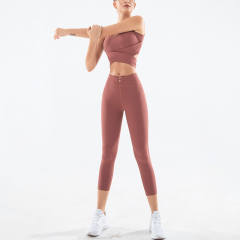 Red Fitness Vest with Sport Leggings Women Bubble Butt Yoga Outfits PQGS30051B