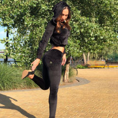Black Polar Fleece Trousers Women Bubble Butt Winter Leggings PQ51MW