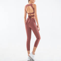 Purple Fitness Vest with Sport Leggings Women Bubble Butt Yoga Outfits PQGS30051A