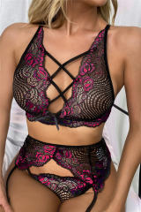 Black Sexy Lingerie Lace Bra with Underwear For Women PQ4074A