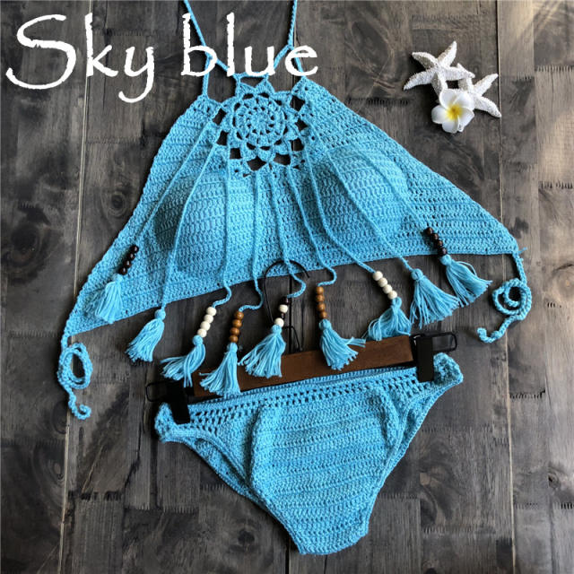 Crochet Bikini Bras Women Knit Beachwear Swimwear PQ3904