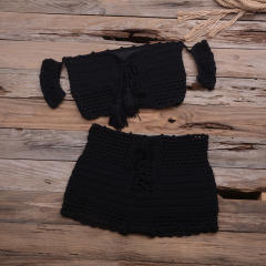 Green Bandeau Bikini Tassel Beachwear Women Crochet Swimwear PQ3909C