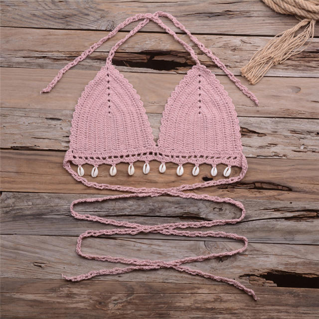Summer Tassel Bikini Bras Sexy Beach Wear Women Crochet Swimwear PQ7004