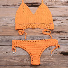 Khaki Crochet Bikini Bra Sets Sexy Beach Wear Women Swimwear PQ3918
