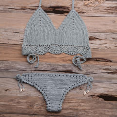 Khaki Crochet Bikini Bra Sets Sexy Beach Wear Women Swimwear PQ3918