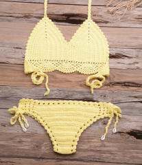 Khaki Crochet Bikini Bra Sets Sexy Beach Wear Women Swimwear PQ3918
