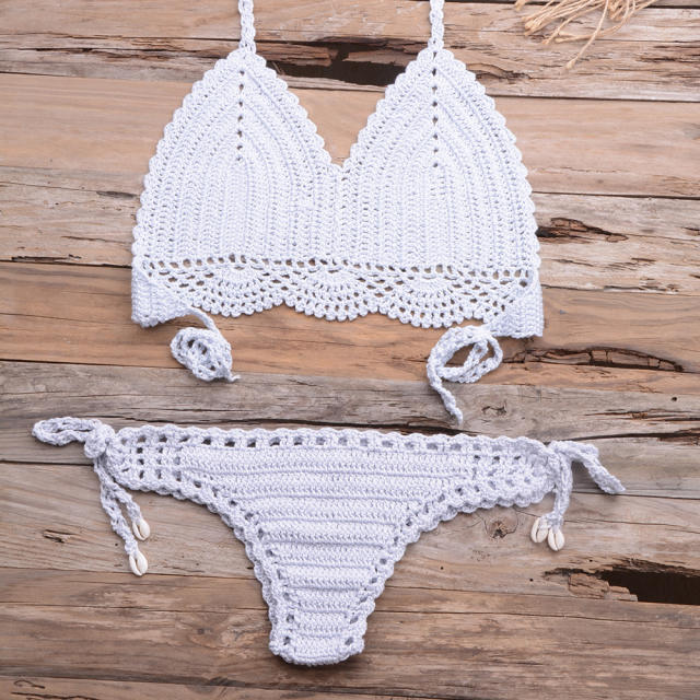 Khaki Crochet Bikini Bra Sets Sexy Beach Wear Women Swimwear PQ3918