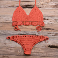 Khaki Crochet Bikini Bra Sets Sexy Beach Wear Women Swimwear PQ3918