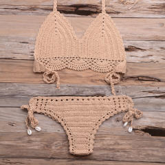 Khaki Crochet Bikini Bra Sets Sexy Beach Wear Women Swimwear PQ3918