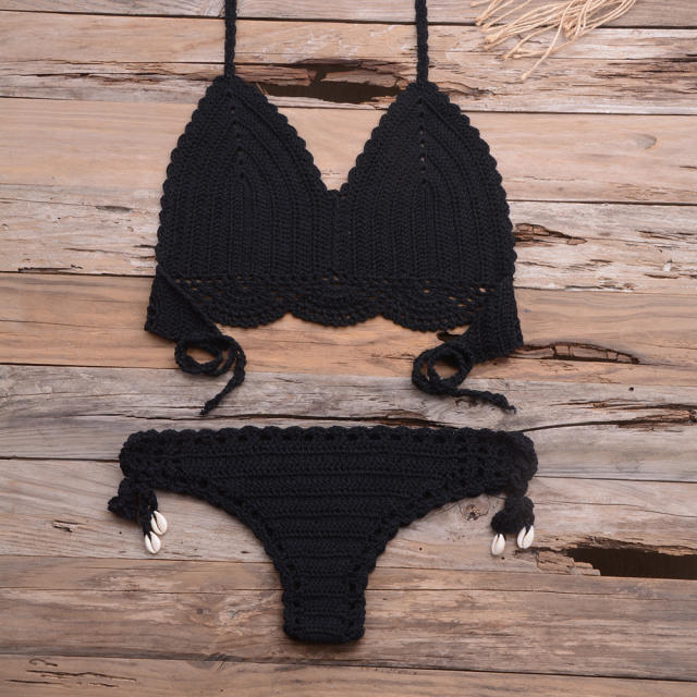 Khaki Crochet Bikini Bra Sets Sexy Beach Wear Women Swimwear PQ3918