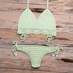 Khaki Crochet Bikini Bra Sets Sexy Beach Wear Women Swimwear PQ3918