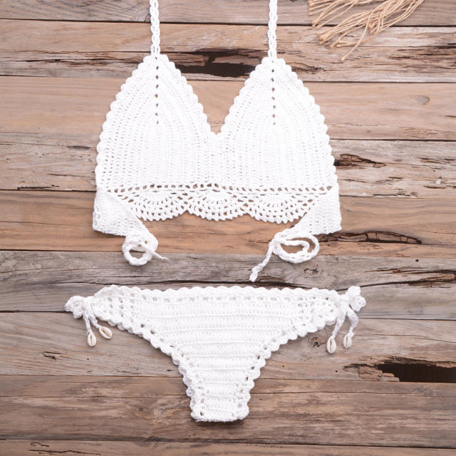 Khaki Crochet Bikini Bra Sets Sexy Beach Wear Women Swimwear PQ3918