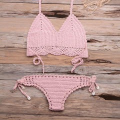 Khaki Crochet Bikini Bra Sets Sexy Beach Wear Women Swimwear PQ3918