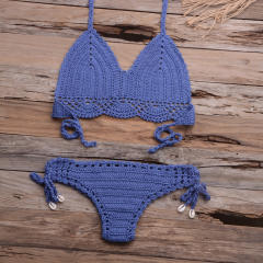 Khaki Crochet Bikini Bra Sets Sexy Beach Wear Women Swimwear PQ3918