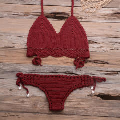 Khaki Crochet Bikini Bra Sets Sexy Beach Wear Women Swimwear PQ3918