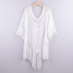 Green Tassel Beach Dresses For Women Crochet Rushguard Swimwear PQB008