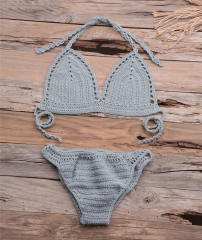 Khaki Crochet Bikini Bra with Panties Knit Swimwear Women Beachwear PQ6904A