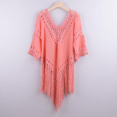Green Tassel Beach Dresses For Women Crochet Rushguard Swimwear PQB008