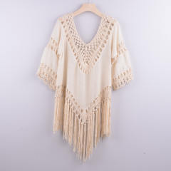 Green Tassel Beach Dresses For Women Crochet Rushguard Swimwear PQB008