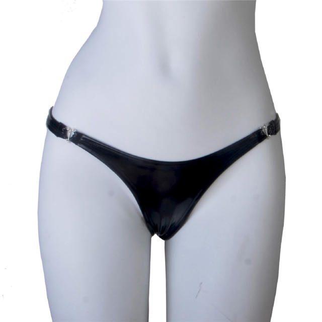 Black Faux Leather Shorts Women Fetish Briefs Erotic Lingerie PQ6812A