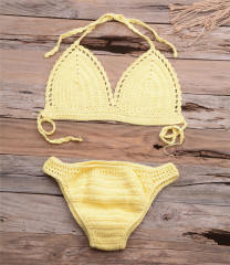 Blue Crochet Bikini Bra with Panties Knit Swimwear Women Beachwear PQ6904B