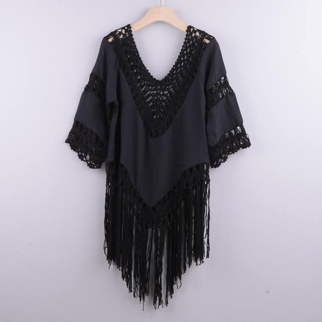Green Tassel Beach Dresses For Women Crochet Rushguard Swimwear PQB008