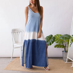 Sleeveless Maxi Dresses Striped Print Irregular Boho Dress PQLQ065