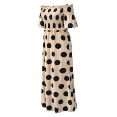 Short Sleeve Maxi Dresses For Women Polka Dot Boho Dress PQLQ074