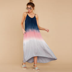 Striped Print Irregular Boho Dress Sleeveless Maxi Dresses PQLQ064