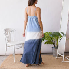 Sleeveless Maxi Dresses Striped Print Irregular Boho Dress PQLQ065