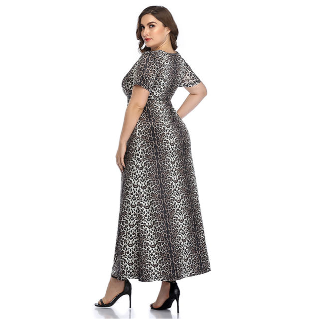 Summer Maxi Dresses For Women Leopard Printed Boho Dress PQLQ096A