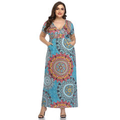 Floral Printed Boho Dress Summer Maxi Dresses For Women PQLQ096B