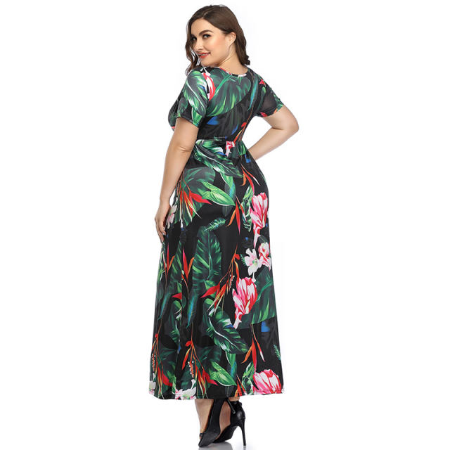 Floral Printed Boho Dress Summer Maxi Dresses For Women PQLQ096B