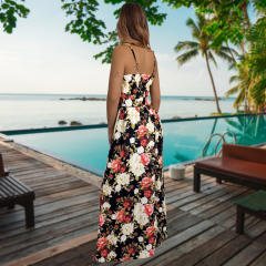 Green Spaghetti Strap Maxi Dresses Women Floral Printed Boho Dress PQLQ113D [OUT OF STOCK]