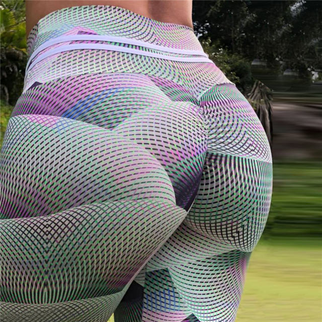 High Waist Leggings Blue Bubble Butt Yoga Outfits Women Activewear PQ1450