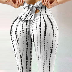 White Print Leggings Bubble Butt Yoga Outfits Women Activewear PQP1002C