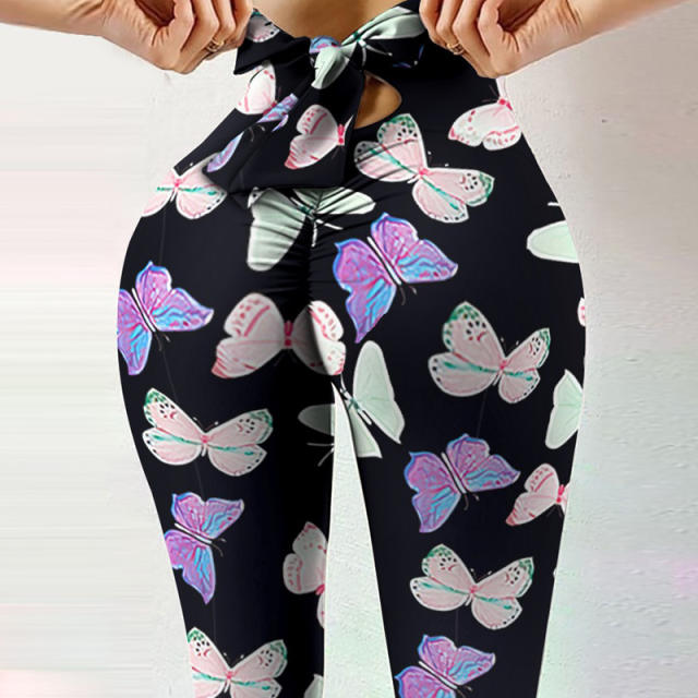 Black Marble Print Leggings Bubble Butt Yoga Outfits Women Activewear PQP1002B
