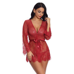 Pink Lace Nightdress Women Night Gown Sexy Robe Lingerie PQ3513B