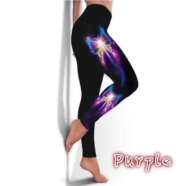 Butterfly Printing High Waist Fitness Tights Yoga Leggings Gym Pants PQYR15
