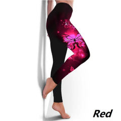 Butterfly Print Yoga Leggings Gym Pants High Waist Fitness Tights PQYR14