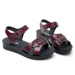 Women Summer Sandals Wearable Shoes Foothold Mom Leather Sandals PQ955B