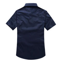 Black Short Sleeve Men Fashion Shirts Solid Color Casual Tops PQ1617A