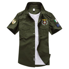 Black Short Sleeve Men Fashion Shirts Solid Color Casual Tops PQ1617A