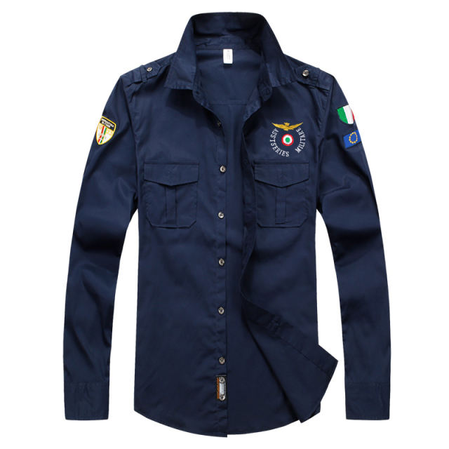 Black Long Sleeve Fashion Shirts For Men Solid Color Casual Tops PQ1618A